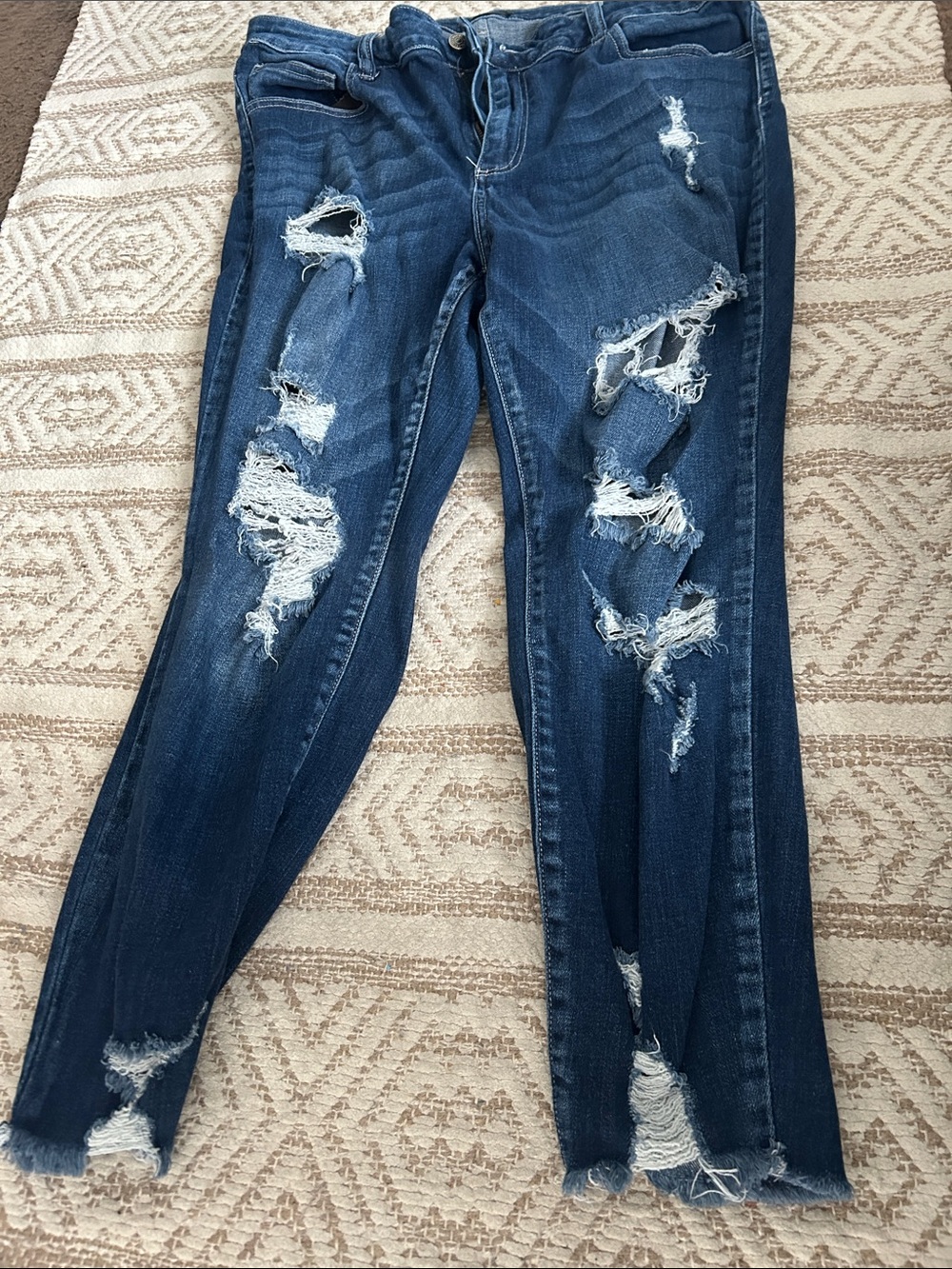 Women's Skinny Ripped Dark Blue Jeans